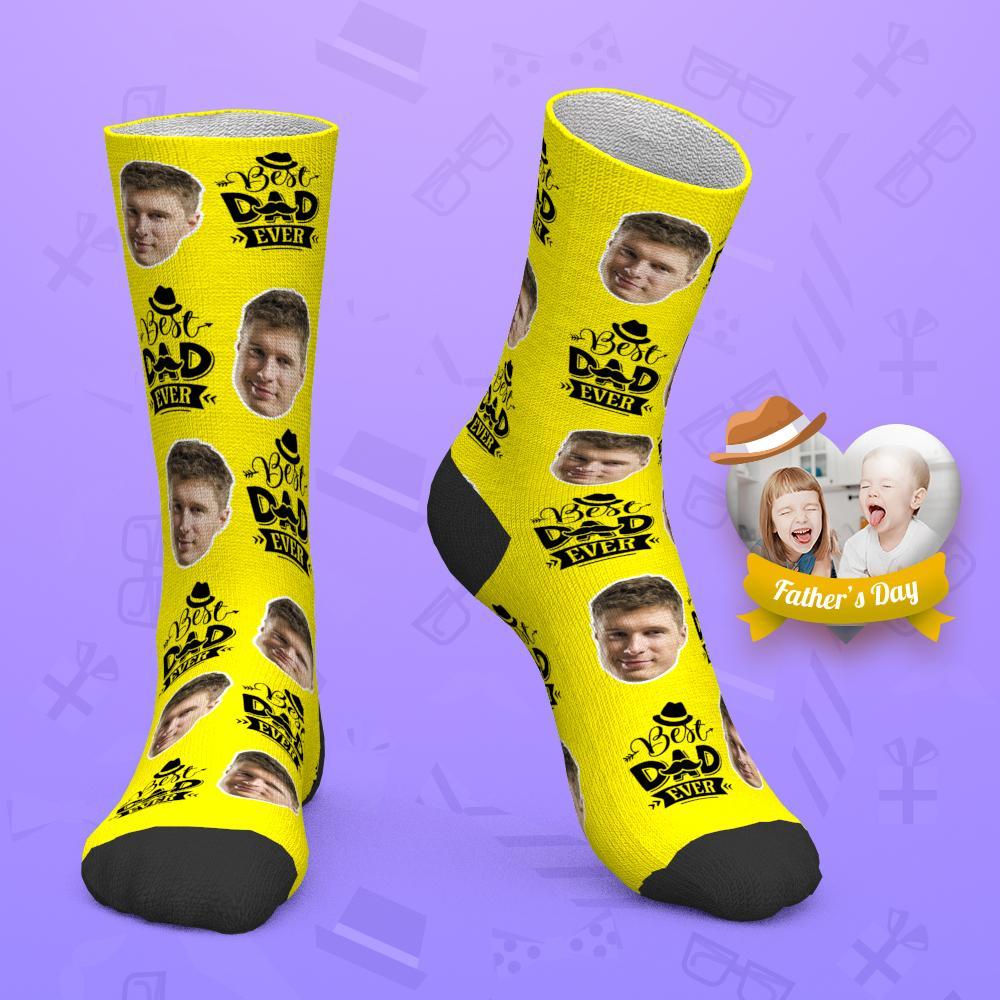 Cadeau Fête Des Pères - Chaussettes Personnalisées Face Socks Best Dad Ever - MaPhotocaleconFr