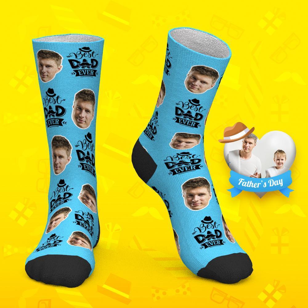 Cadeau Fête Des Pères - Chaussettes Personnalisées Face Socks Best Dad Ever - MaPhotocaleconFr