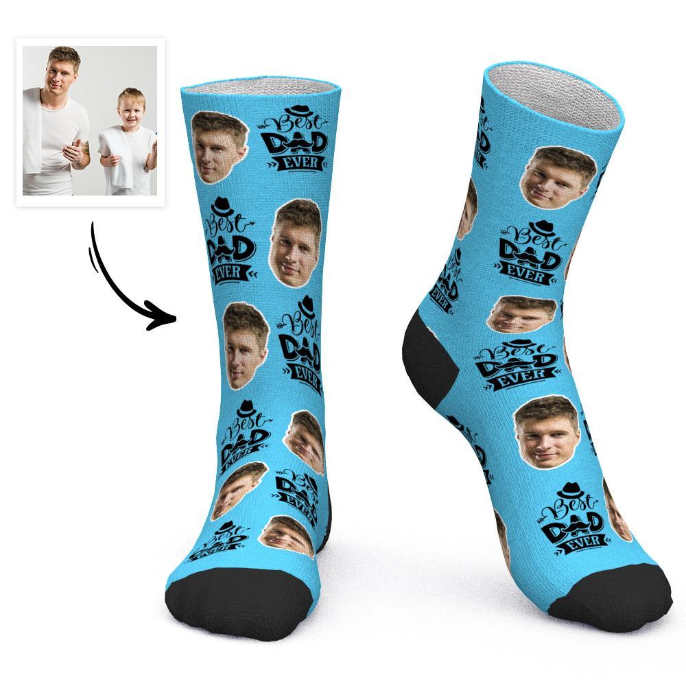 Cadeau Fête Des Pères - Chaussettes Personnalisées Face Socks Best Dad Ever - MaPhotocaleconFr
