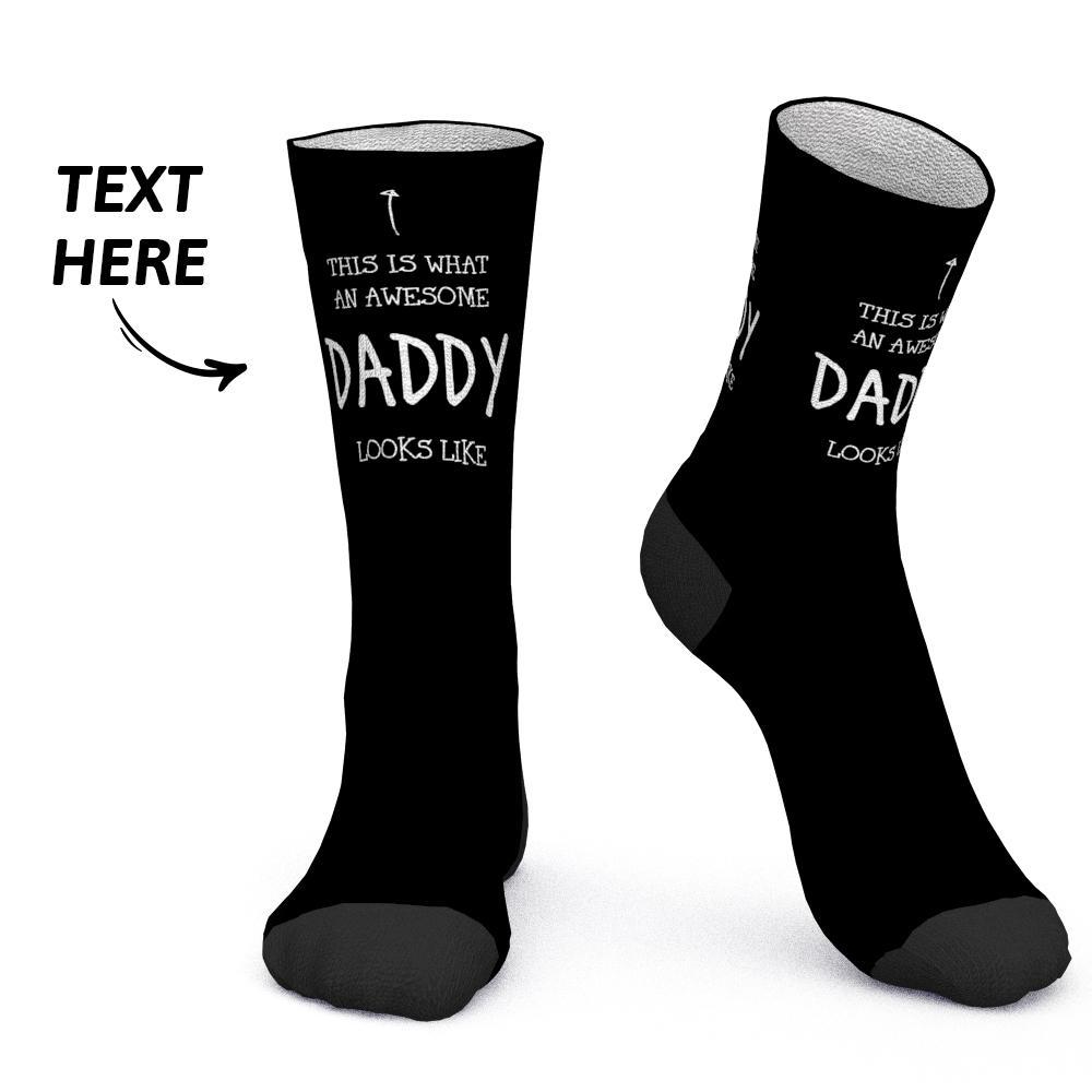 Chaussettes Personnalisées Avec Texte Voici À Quoi Ressemble Un Papa Impressionnant - MaPhotocaleconFr
