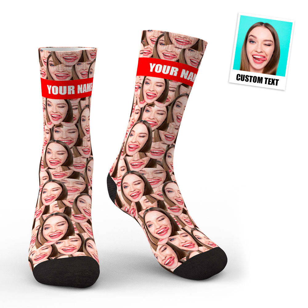 Aperçu 3d Chaussettes Personnalisées Face Mash - MaPhotocaleconFr