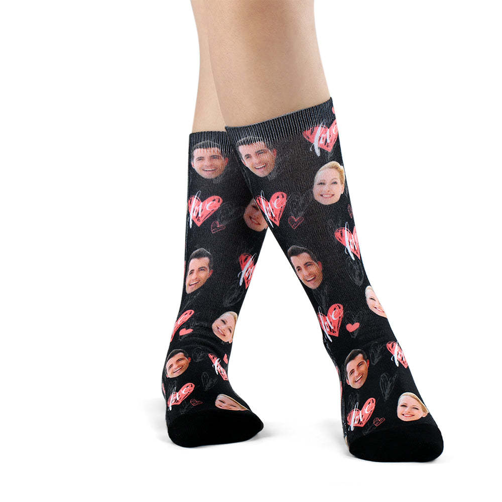 Chaussettes De Battement De Coeur Personnalisées - MaPhotocaleconFr
