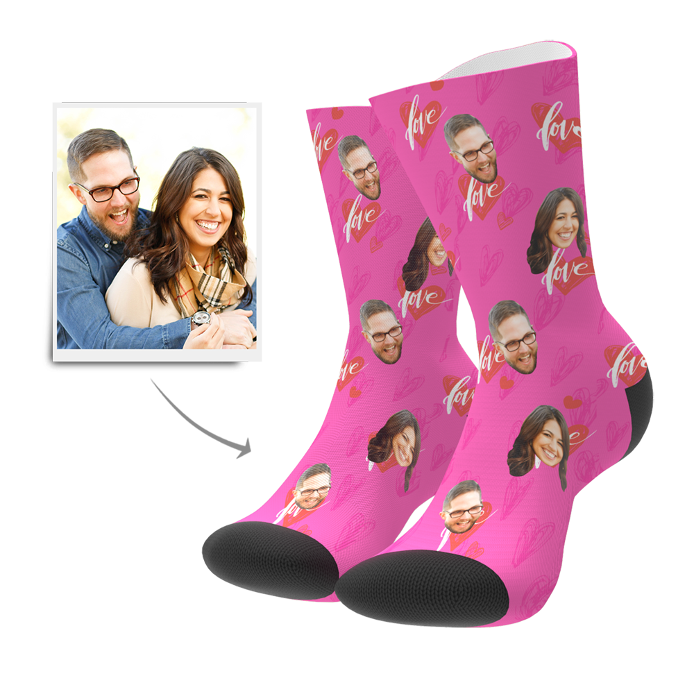 Chaussettes De Battement De Coeur Personnalisées - MaPhotocaleconFr