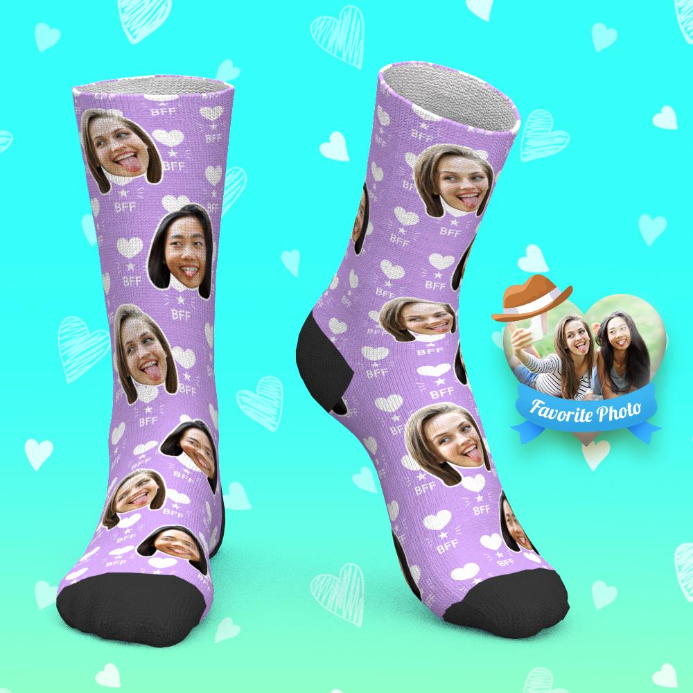 Chaussettes Personnalisées Pour Le Visage Chaussettes Photo Personnalisées Chaussettes Best Friend Forever Bff - MaPhotocaleconFr