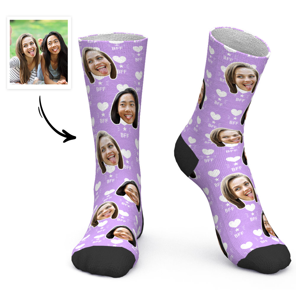 Chaussettes Personnalisées Pour Le Visage Chaussettes Photo Personnalisées Chaussettes Best Friend Forever Bff - MaPhotocaleconFr