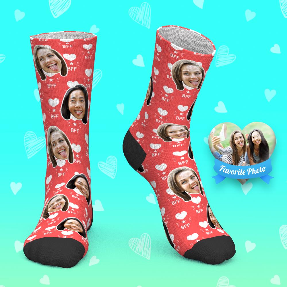 Chaussettes Personnalisées Pour Le Visage Chaussettes Photo Personnalisées Chaussettes Best Friend Forever Bff - MaPhotocaleconFr