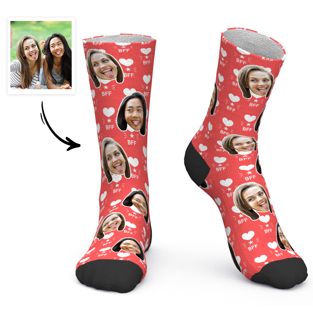 Chaussettes Personnalisées Pour Le Visage Chaussettes Photo Personnalisées Chaussettes Best Friend Forever Bff - MaPhotocaleconFr