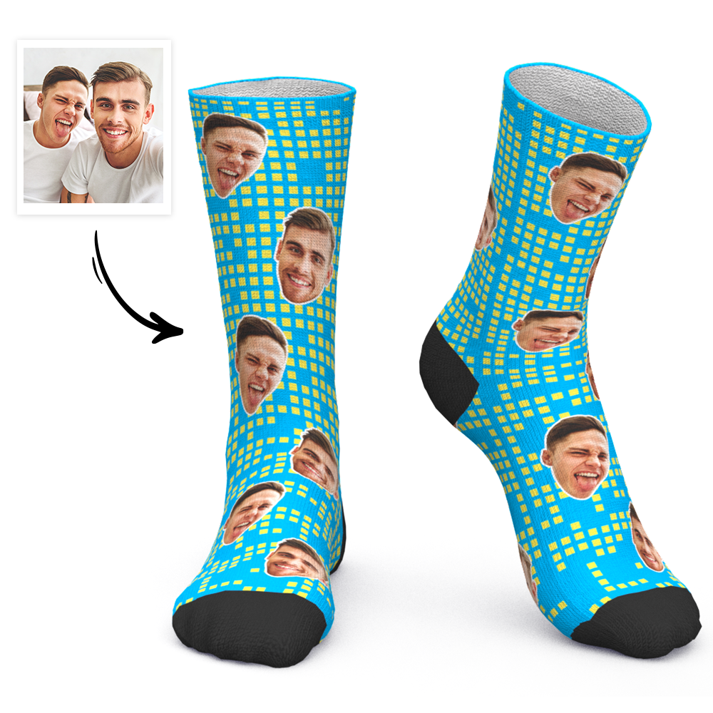 Chaussettes Personnalisées Pour Le Visage Chaussettes Photo Personnalisées Chaussettes Bff Best Friend Forever Cube - MaPhotocaleconFr