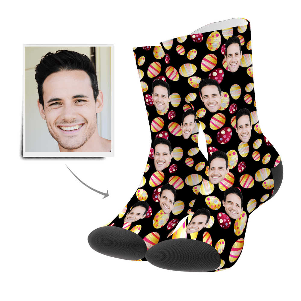 Couleur Oeuf De Pâques Personnaliser Le Visage Chaussettes - MaPhotocaleconFr