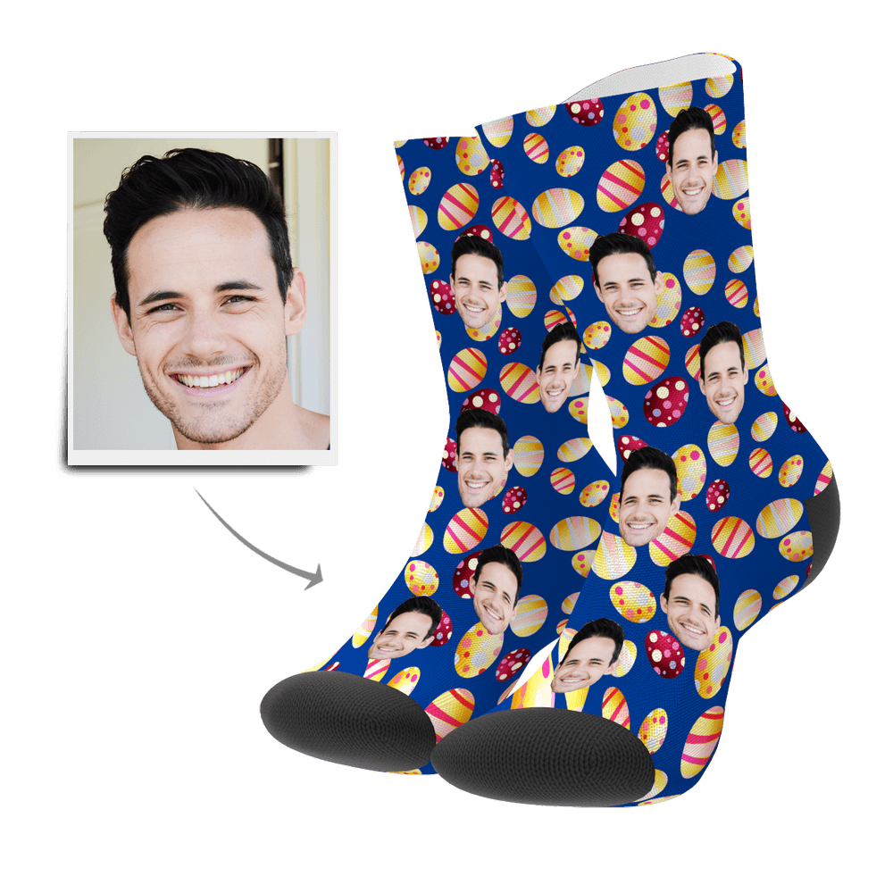 Couleur Oeuf De Pâques Personnaliser Le Visage Chaussettes - MaPhotocaleconFr