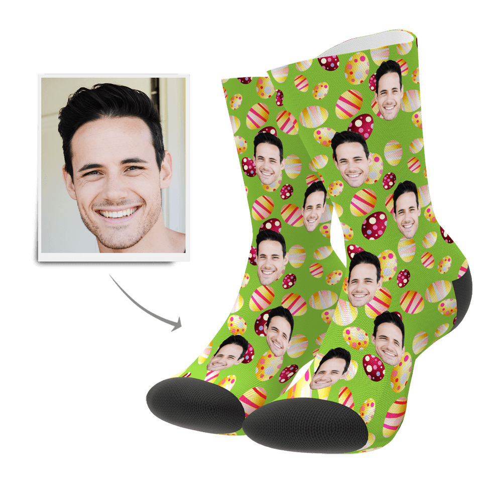 Couleur Oeuf De Pâques Personnaliser Le Visage Chaussettes - MaPhotocaleconFr