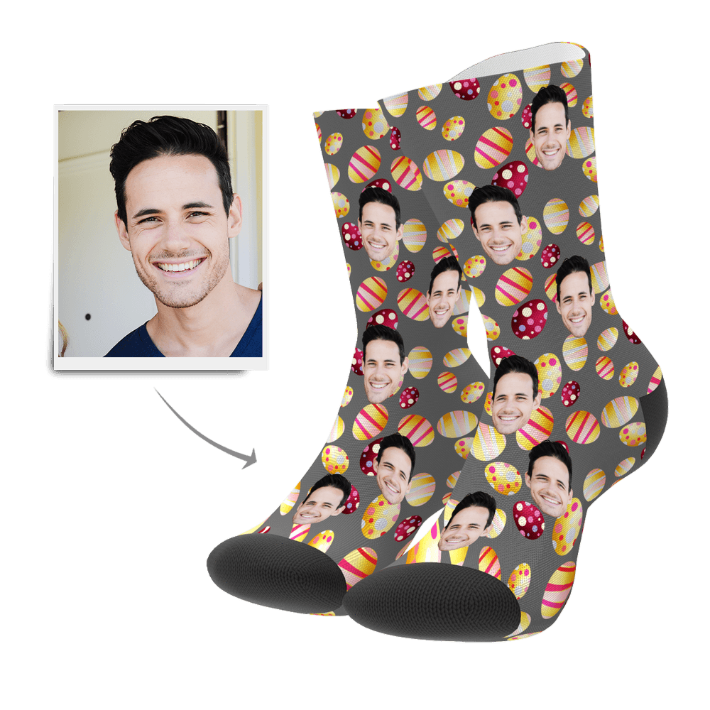 Couleur Oeuf De Pâques Personnaliser Le Visage Chaussettes - MaPhotocaleconFr