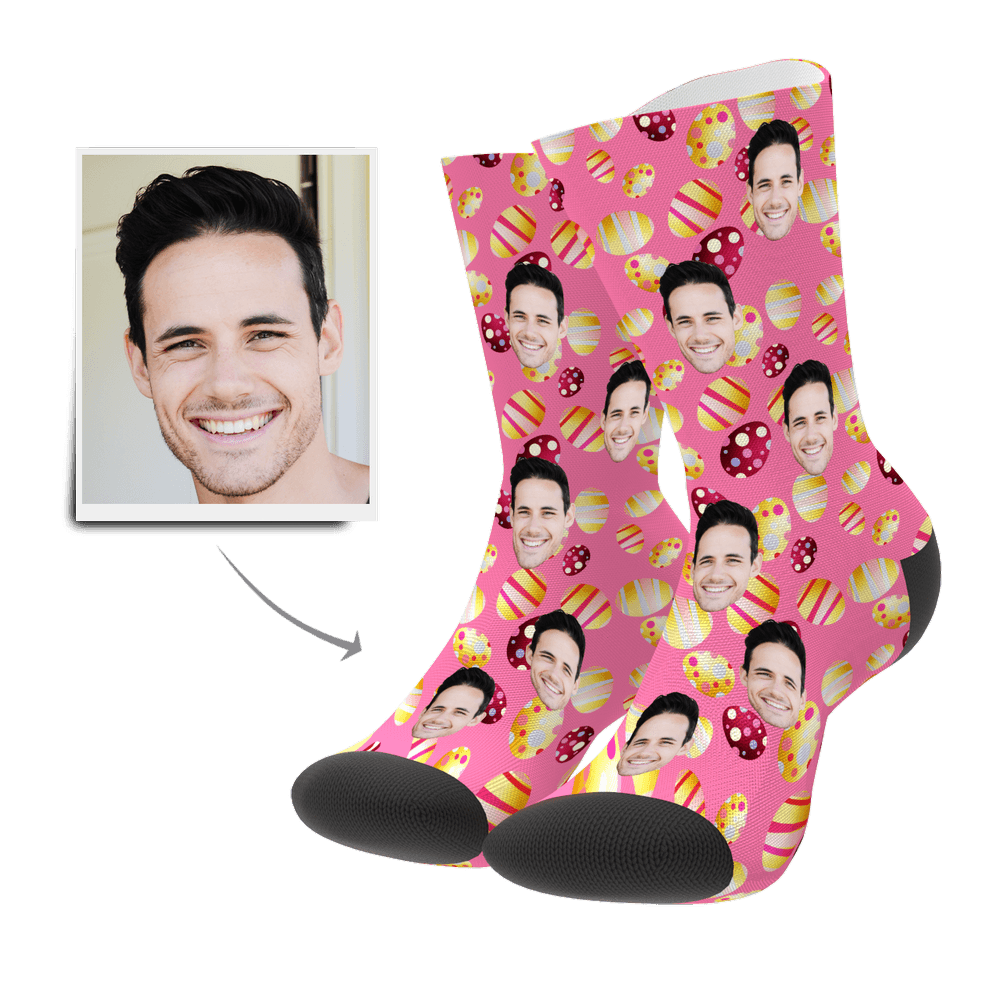 Couleur Oeuf De Pâques Personnaliser Le Visage Chaussettes - MaPhotocaleconFr