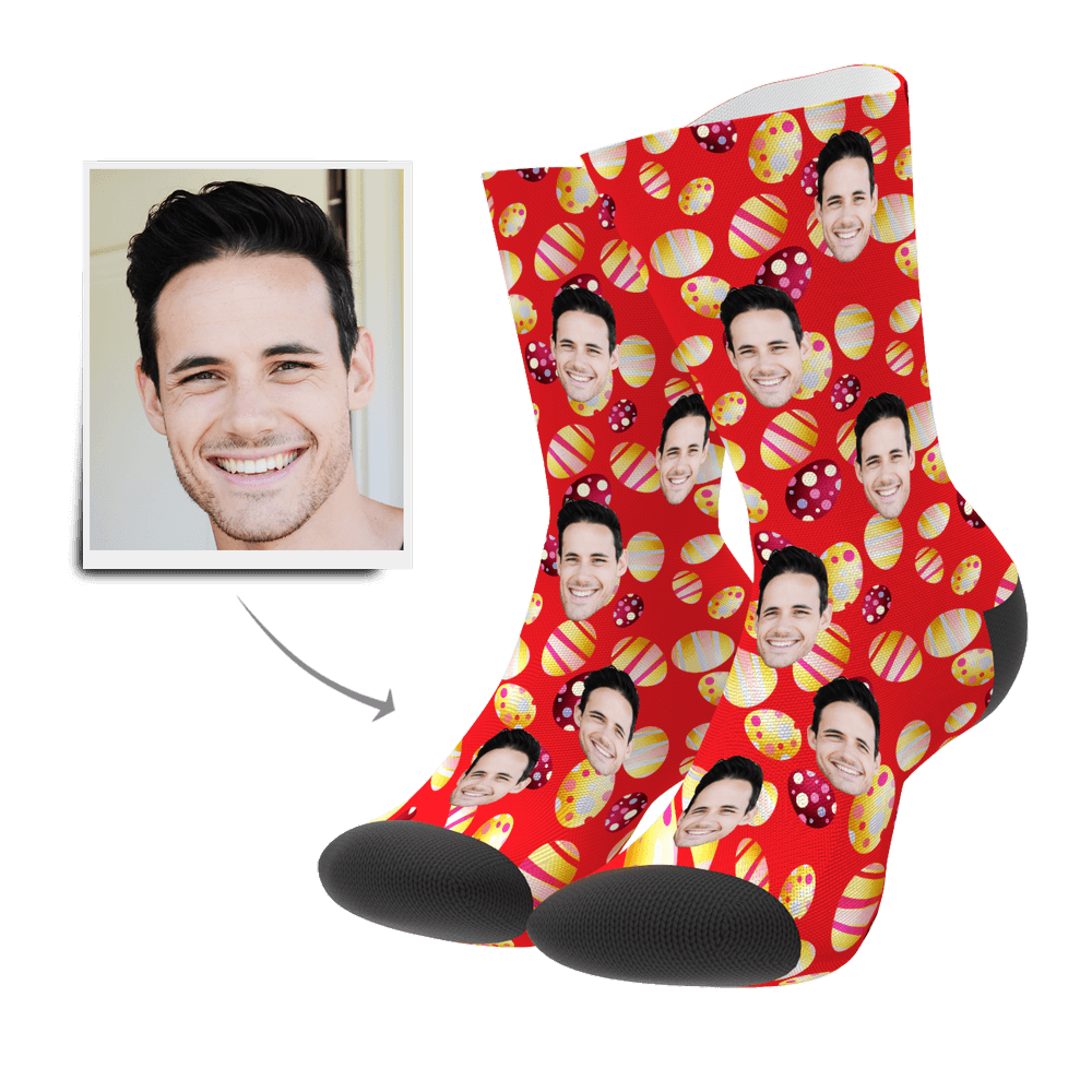 Couleur Oeuf De Pâques Personnaliser Le Visage Chaussettes - MaPhotocaleconFr