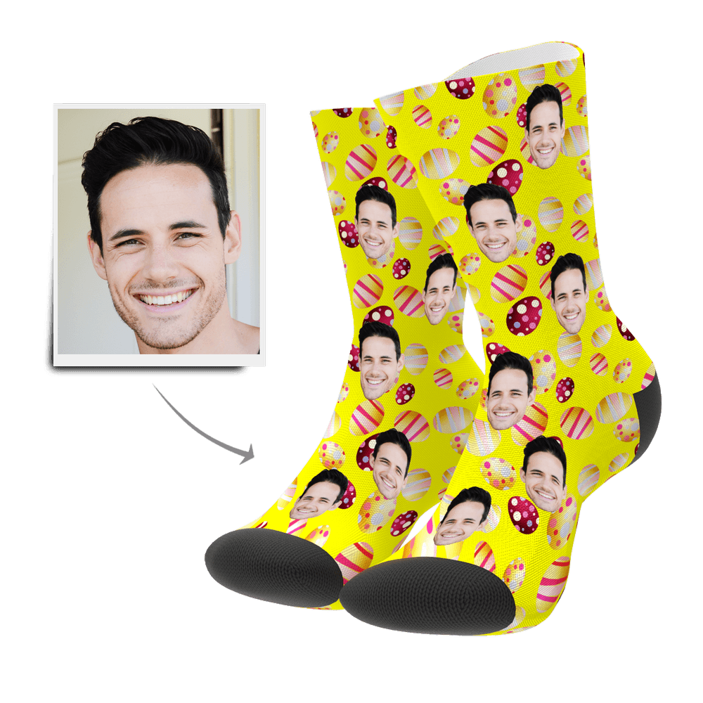 Couleur Oeuf De Pâques Personnaliser Le Visage Chaussettes - MaPhotocaleconFr