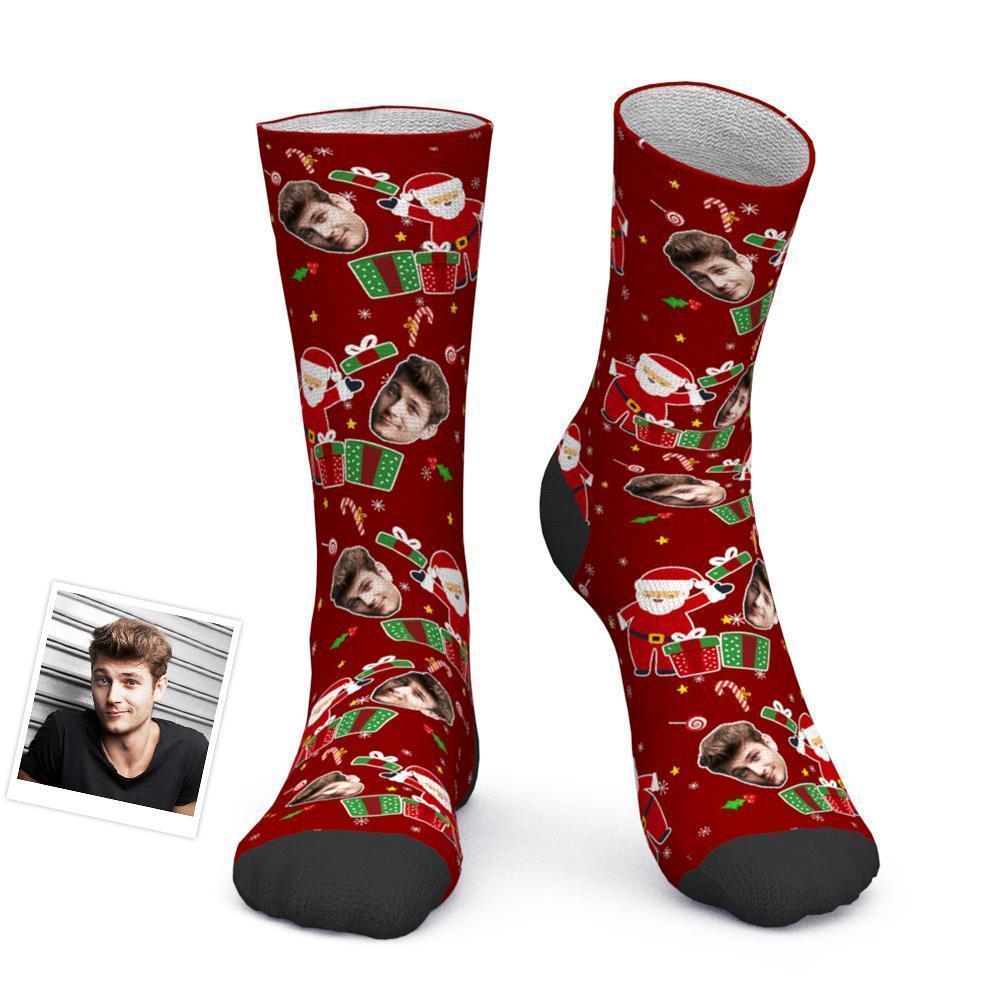 Chaussettes Avec Photo Personnalisées, Chaussettes Amusantes De Noël, Cadeau Surprise De Noël - MaPhotocaleconFr