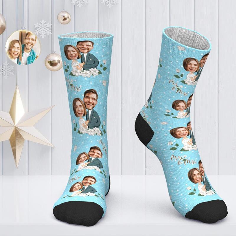 Chaussettes personnalisées pour le visage du couple Chaussettes
