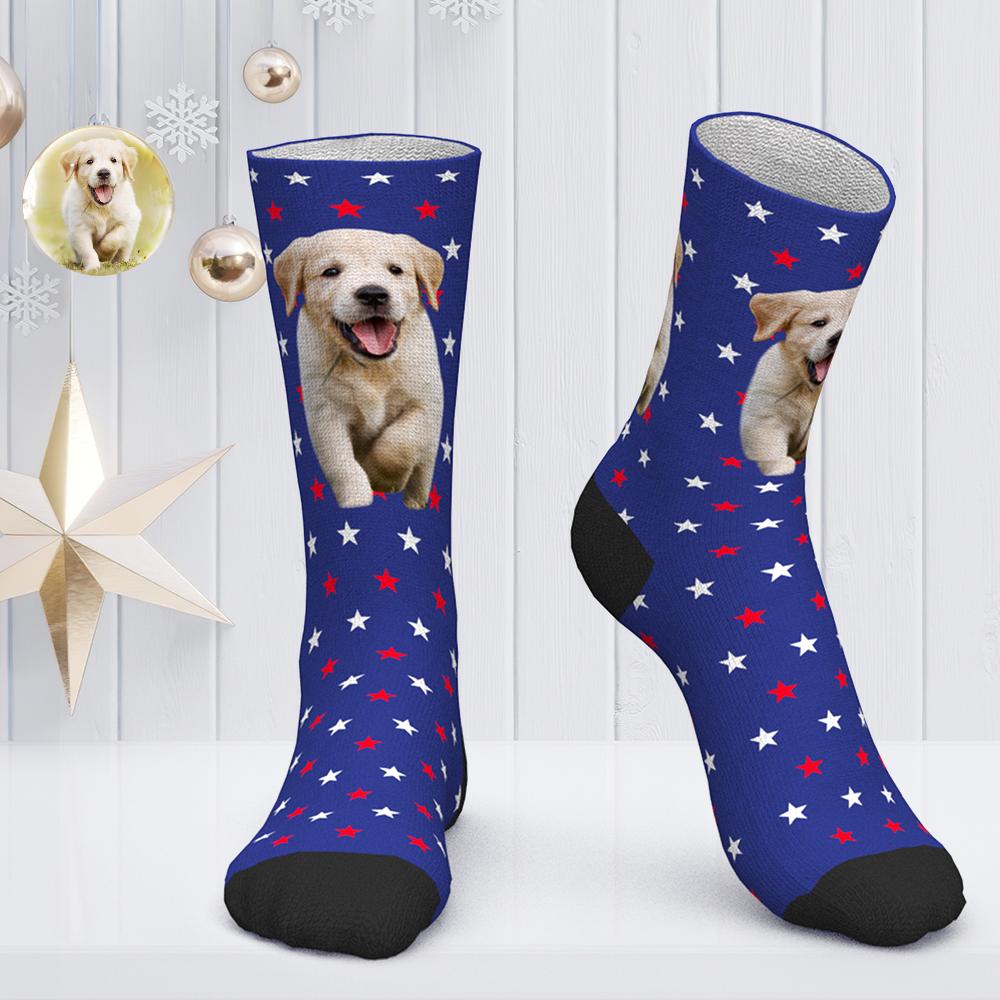 Chaussettes Personnalisées Pour Le Visage Chaussettes Photo Personnalisées Pour Les Amoureux Des Animaux De Compagnie - Chien Mignon - MaPhotocaleconFr