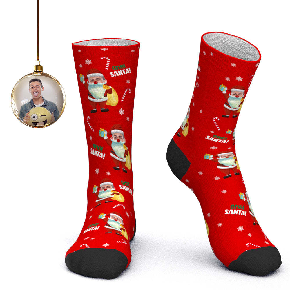 Chaussettes Personnalisées Pour Le Visage Chaussettes Photo Personnalisées Chaussettes De Père Noël Cadeau De Noël - Omg Santa - MaPhotocaleconFr