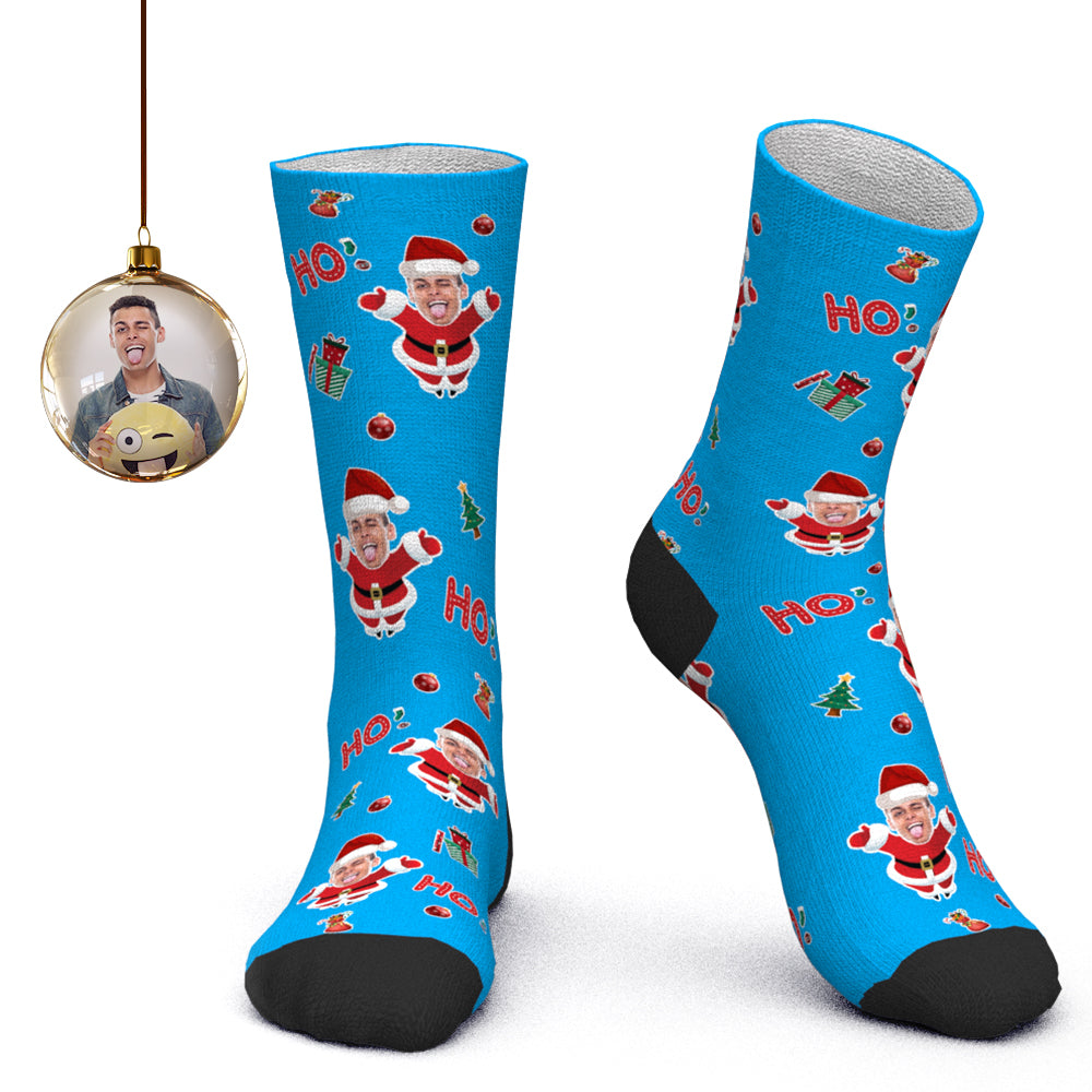 Chaussettes Visage Personnalisées Chaussettes Photo Personnalisées Chaussettes Père Noël Cadeau De Noël - Père Noël Hohoho - MaPhotocaleconFr