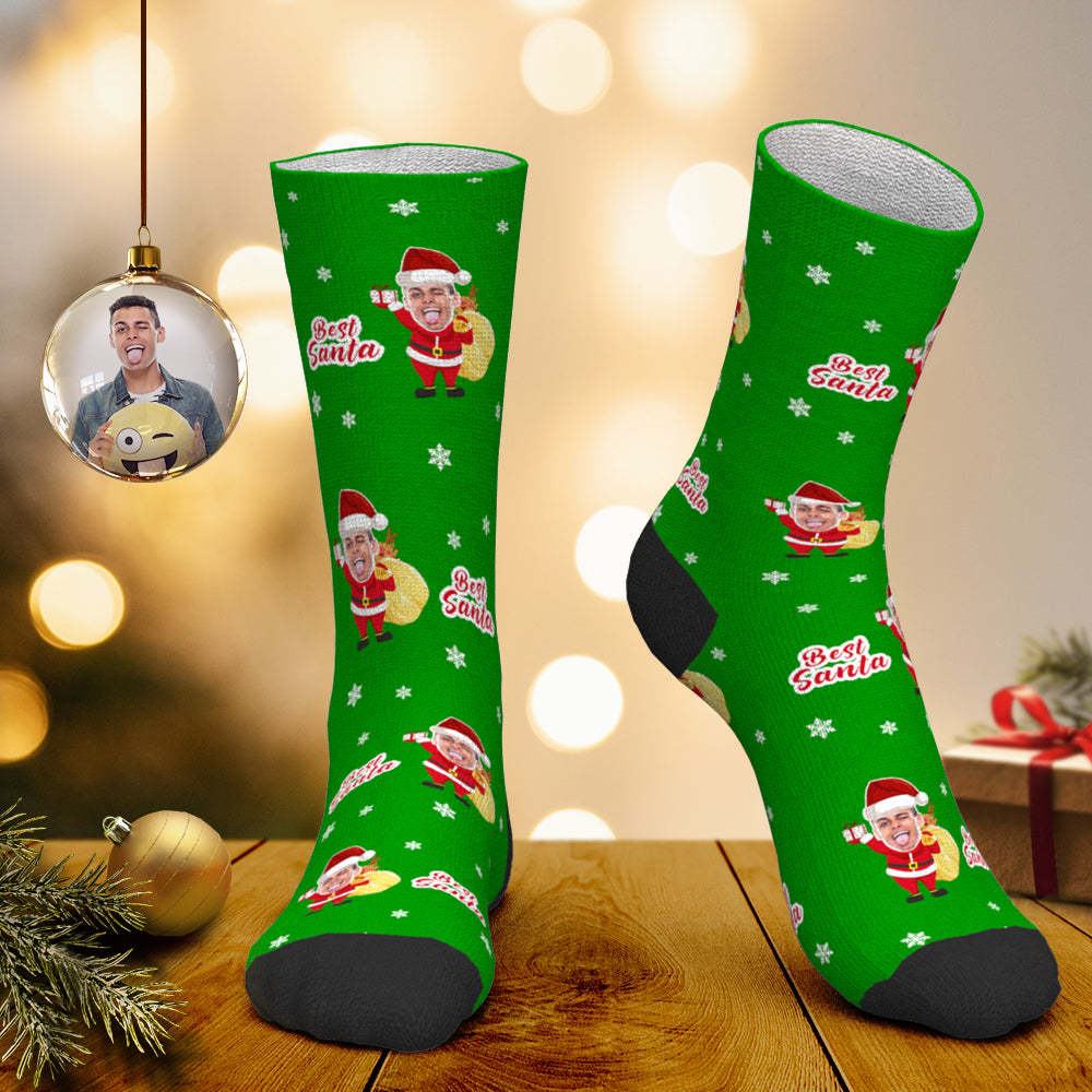 Chaussettes Personnalisées Pour Le Visage Chaussettes Photo Personnalisées Chaussettes De Père Noël Cadeau De Noël Pour La Famille - Meilleur Père Noël - MaPhotocaleconFr