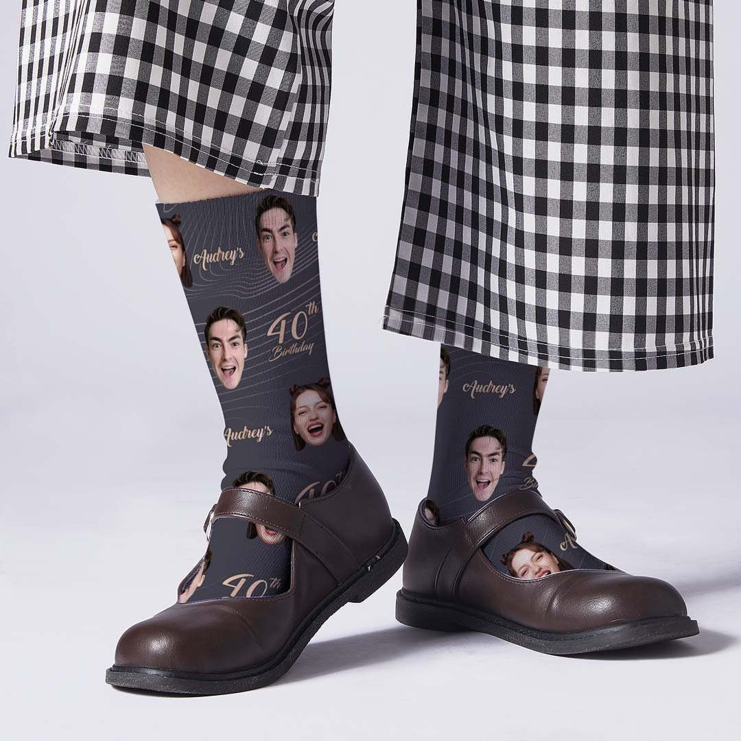 Visage Sur Chaussettes, Cadeaux De Chaussettes D’anniversaire Personnalisées - MaPhotocaleconFr