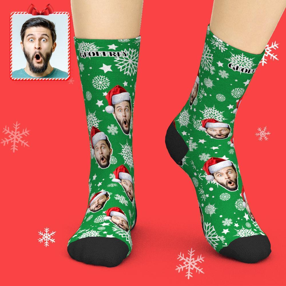 Aperçu 3d Chaussettes Personnalisées Ajouter Des Images Chaussettes De Noël - Chapeau De Père Noël - MaPhotocaleconFr