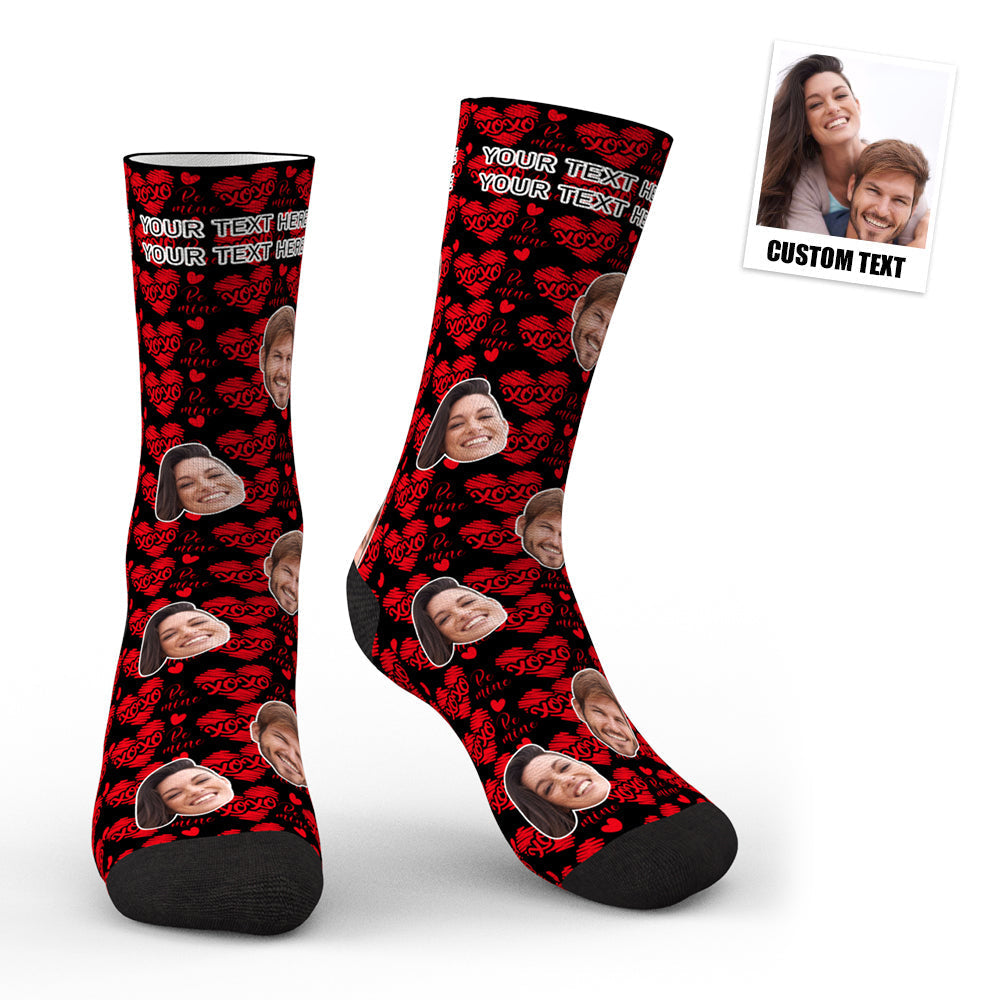 Aperçu 3d Chaussettes Personnalisées Visage Coeur - Xoxo - MaPhotocaleconFr