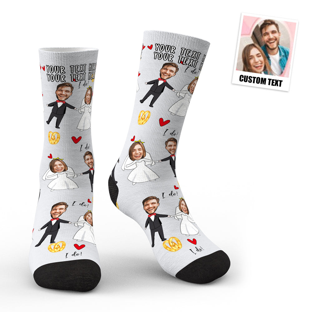Aperçu 3d Chaussettes Personnalisées Pour Robe De Mariée - MaPhotocaleconFr