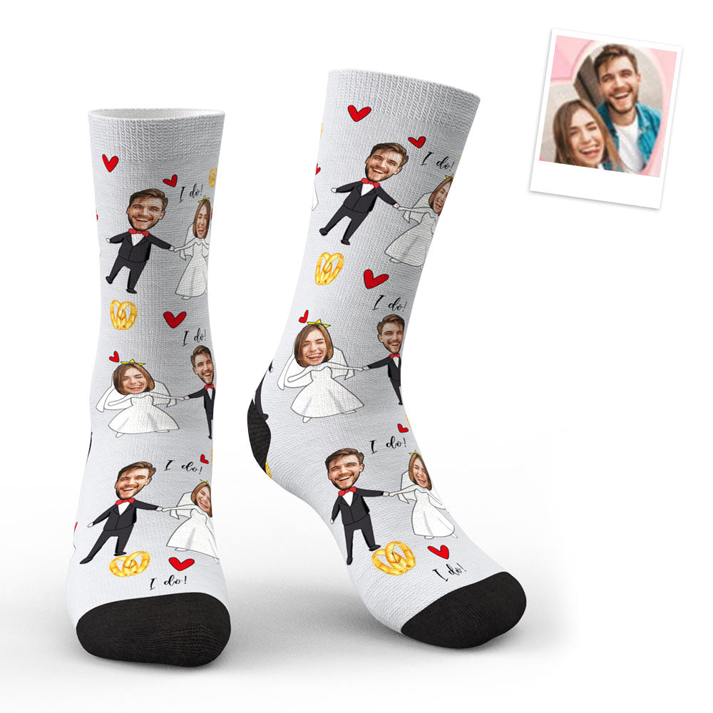 Aperçu 3d Chaussettes Personnalisées Pour Robe De Mariée - MaPhotocaleconFr