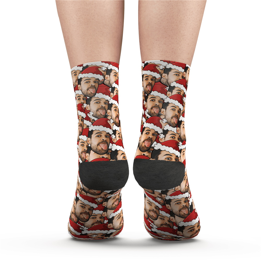 Cadeaux De Noël Chaussettes Red Hat Personnalisées Face Mash - MaPhotocaleconFr