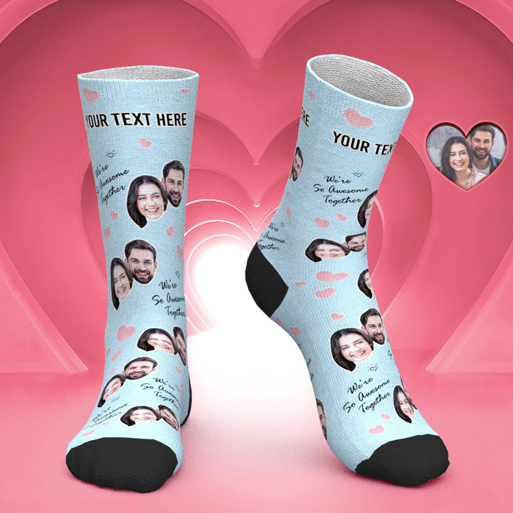 Chaussettes Visage Personnalisées Chaussettes Photo Personnalisées Cadeau De Saint Valentin - Nous Sommes Tellement Géniaux Ensemble - MaPhotocaleconFr