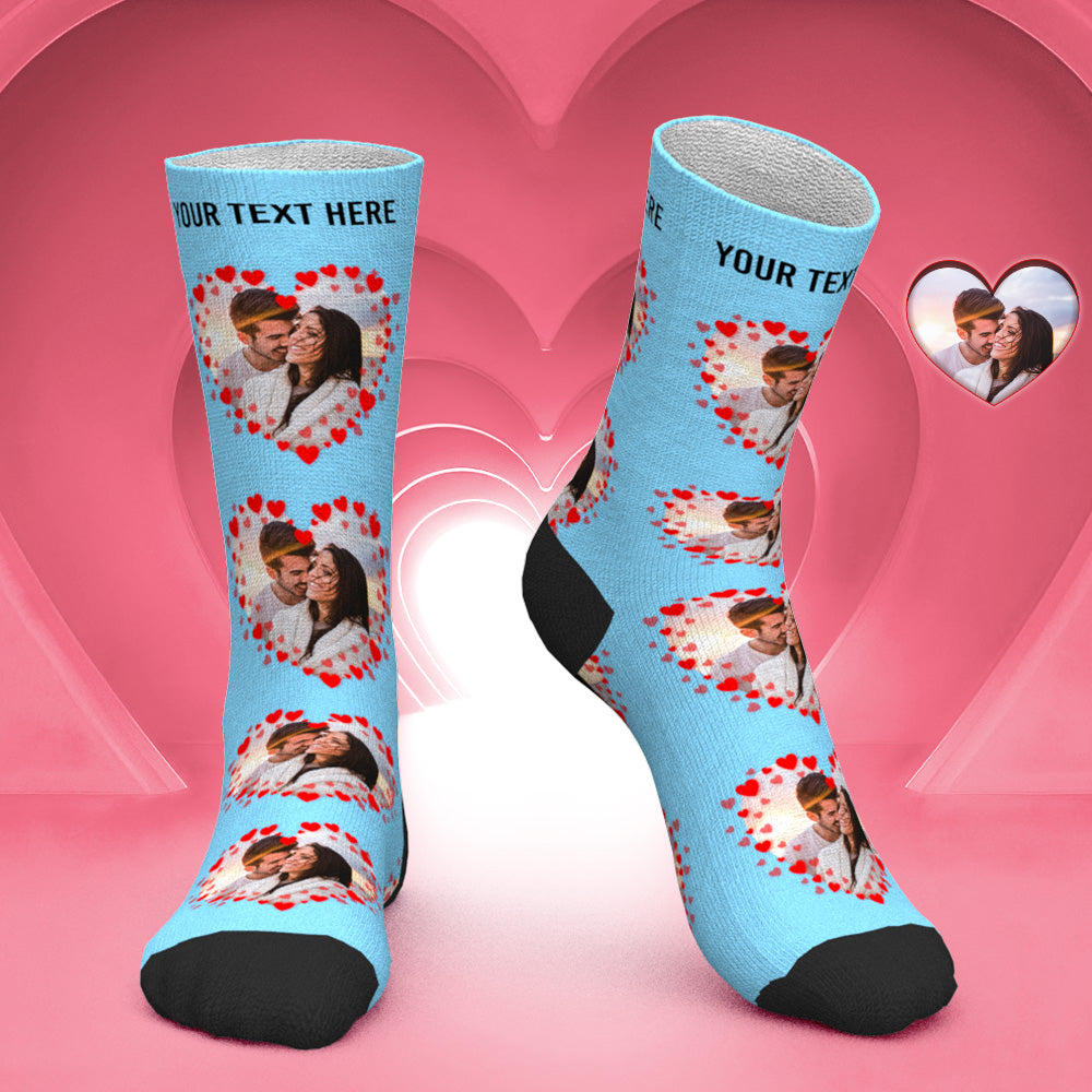 Chaussettes Photo De Couple Personnalisées, Cadeau Romantique Pour La Saint-valentin - MaPhotocaleconFr