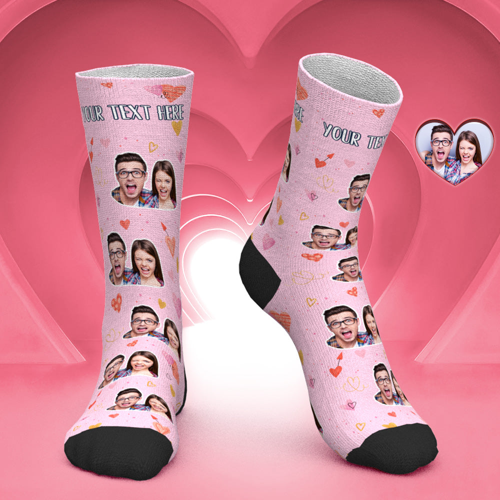 Chaussettes Photo De Couple Personnalisées, Cadeau Romantique Pour La Saint-valentin - Amour Coloré - MaPhotocaleconFr