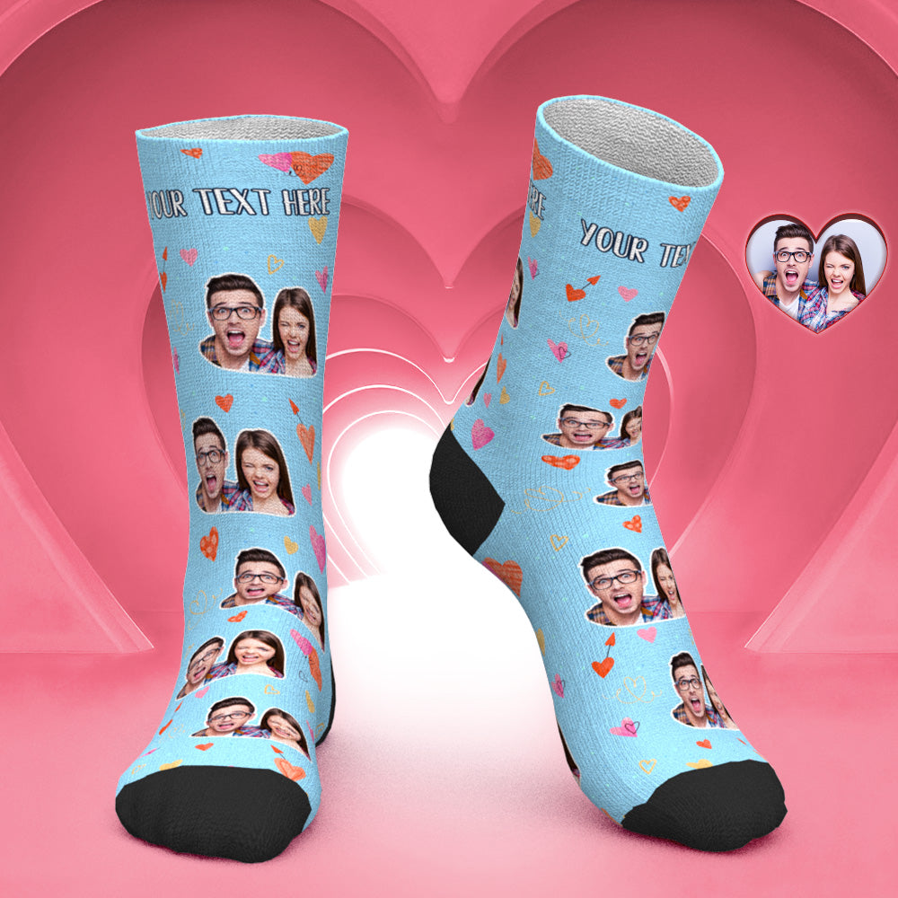 Chaussettes Photo De Couple Personnalisées, Cadeau Romantique Pour La Saint-valentin - Amour Coloré - MaPhotocaleconFr