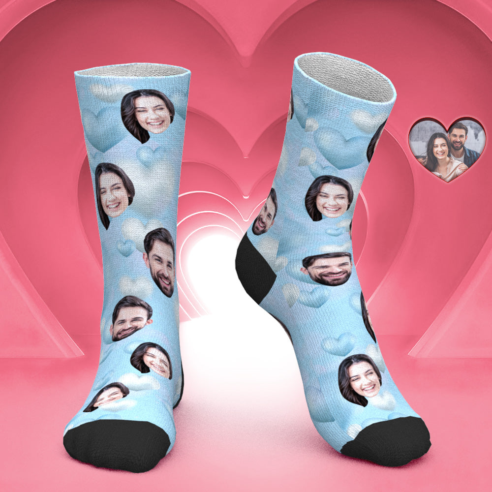 Chaussettes Visage Personnalisées Chaussettes Photo Personnalisées Cadeau De Saint Valentin Pour Elle - Amour Romantique - MaPhotocaleconFr