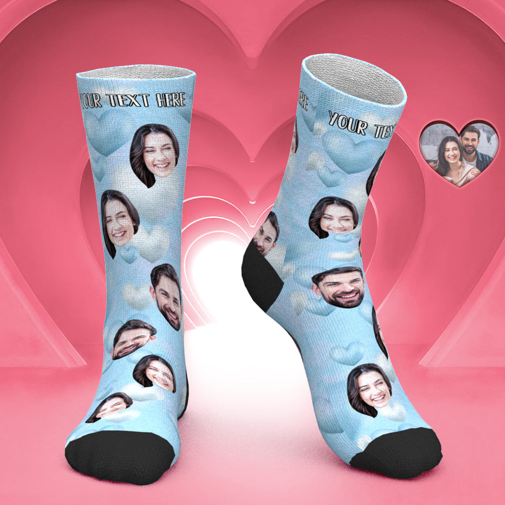 Chaussettes Visage Personnalisées Chaussettes Photo Personnalisées Cadeau De Saint Valentin Pour Elle - Amour Romantique - MaPhotocaleconFr
