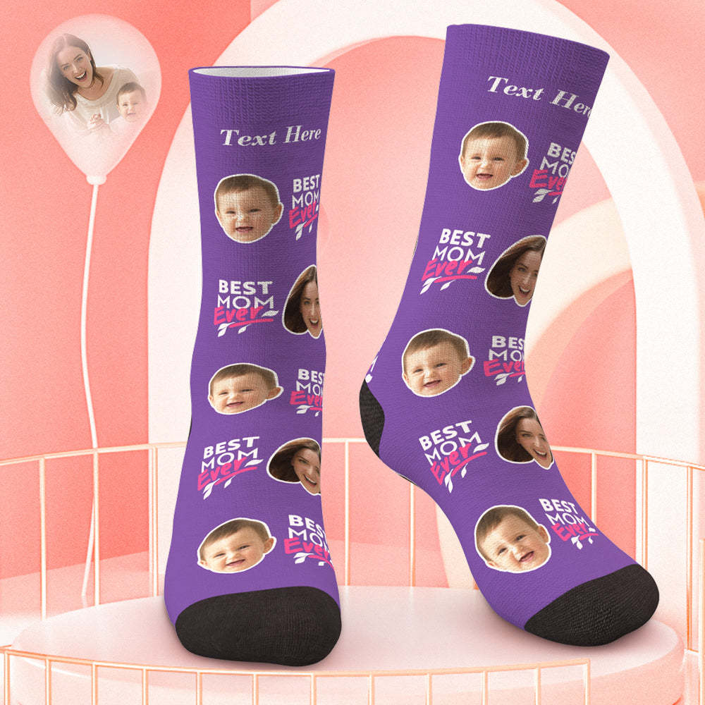 Chaussettes visage personnalisées pour maman meilleur cadeau pour mère