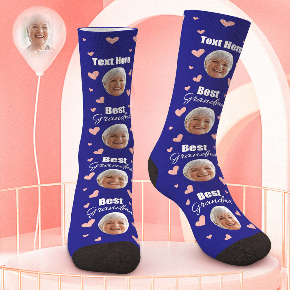 Cadeau personnalisé de fête des mères de chaussettes de visage de grand-mère