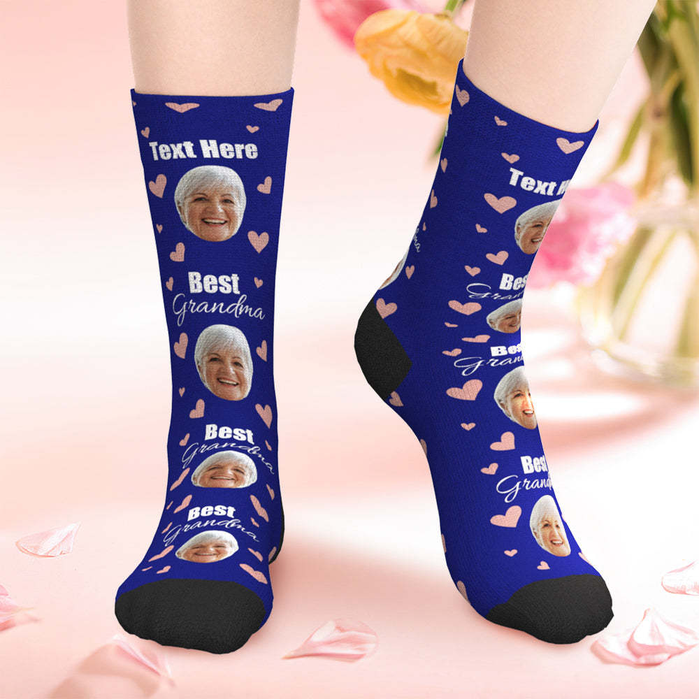 Cadeau personnalisé de fête des mères de chaussettes de visage de grand-mère