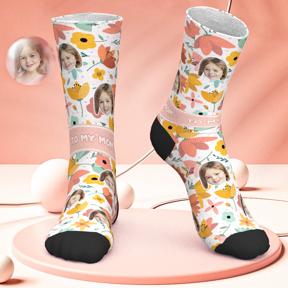 Chaussettes Personnalisées Pour Le Visage Chaussettes Photo Personnalisées Cadeaux À Ma Mère - Tulipe - MaPhotocaleconFr