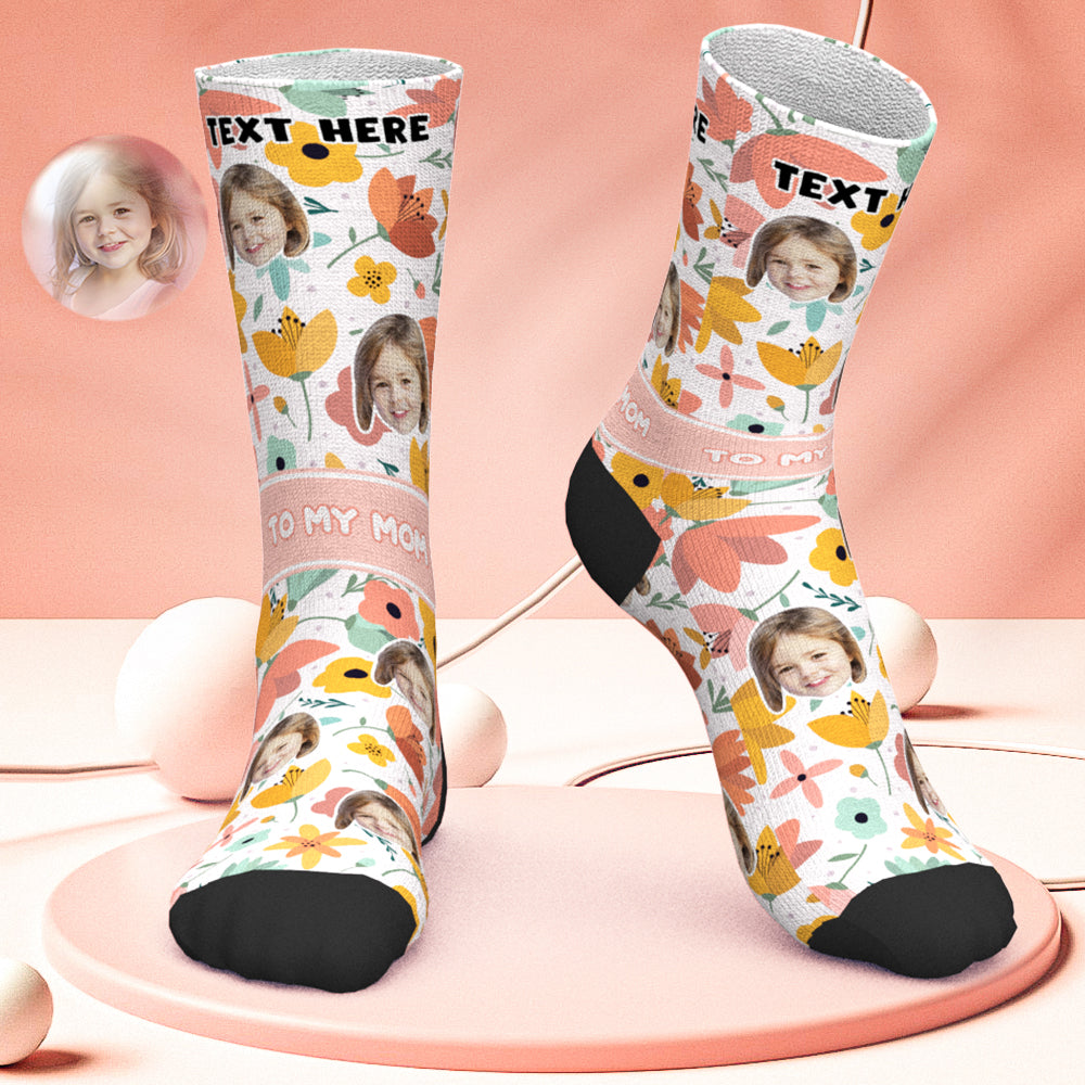 Chaussettes Personnalisées Pour Le Visage Chaussettes Photo Personnalisées Cadeaux À Ma Mère - Tulipe - MaPhotocaleconFr