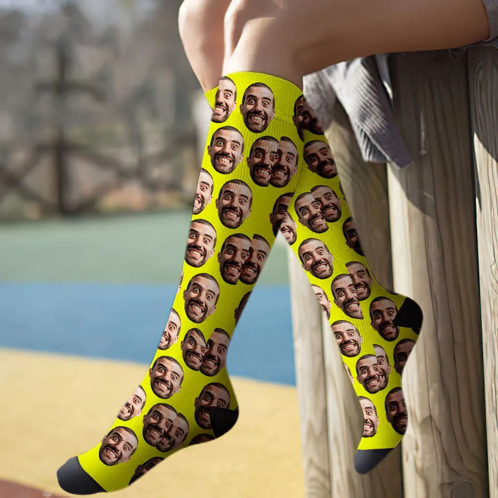 Chaussettes Hautes Personnalisées Pour Le Visage, Chaussettes D'été - Full Face Myfacesocks