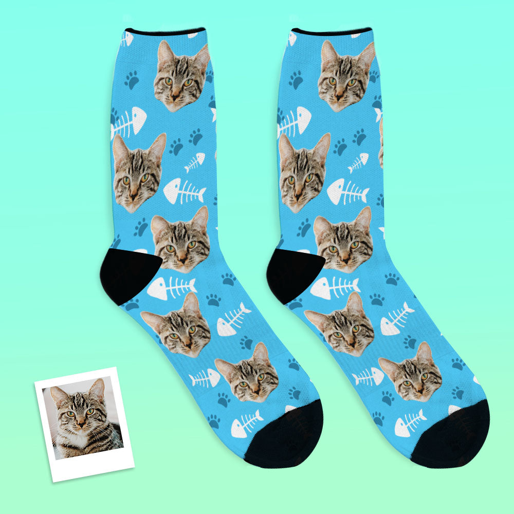 Chaussettes Respirantes Personnalisées Pour Le Visage, Jolies Chaussettes Avec Photo De Chat - MaPhotocaleconFr