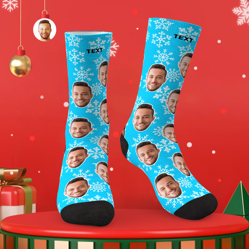Chaussettes Personnalisées Chaussettes Photo Personnalisées Cadeaux De Noël - Flocons De Neige