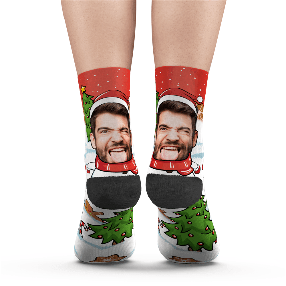 Chaussettes D'expression Drôle Personnalisées De Noël - MaPhotocaleconFr