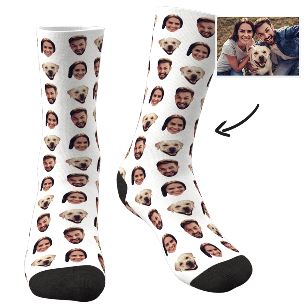 Chaussettes Colorées Personnalisées Avec Votre Photo - Deux Visages