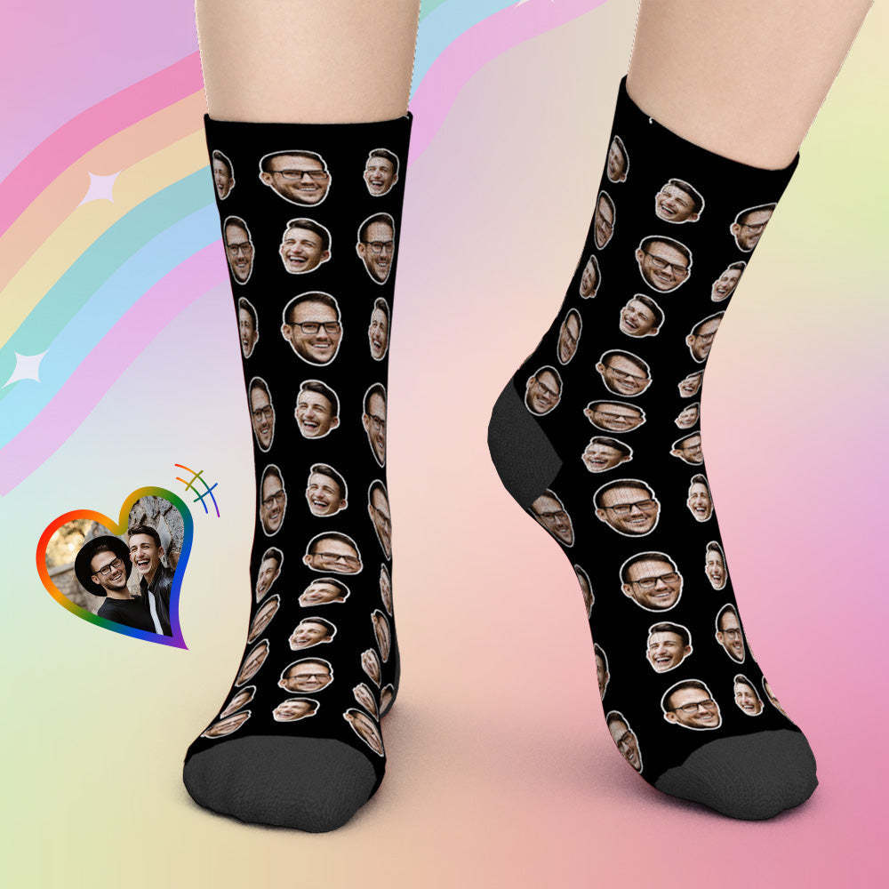 Cadeau Lgbt Personnalisé Chaussettes Colorées Personnalisées Avec Votre Photo - MaPhotocaleconFr