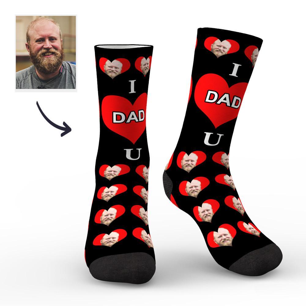 Chaussettes Visage Personnalisées J'aime Papa Colorées - MaPhotocaleconFr