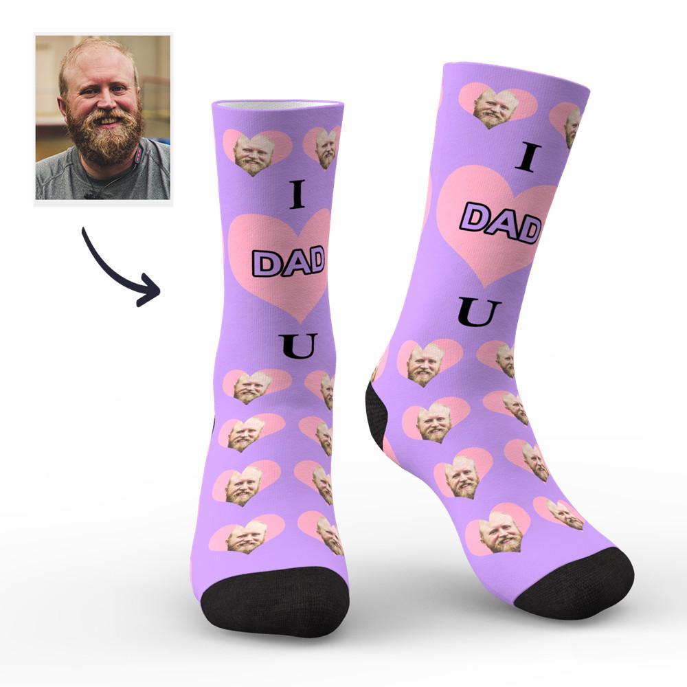 Chaussettes Visage Personnalisées J'aime Papa Colorées - MaPhotocaleconFr